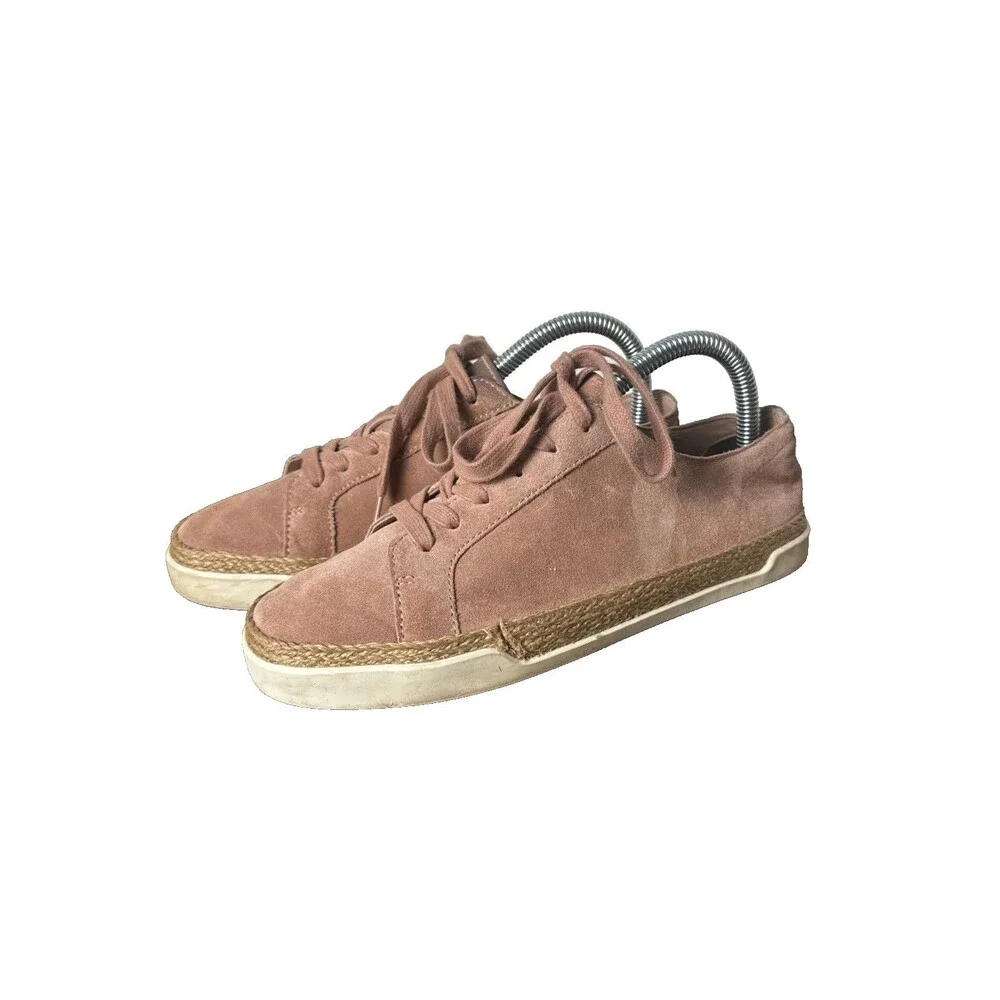 Vince Blush Pink Suede Espadrille Sneakers Women’s 6 M Jute Trim Designer